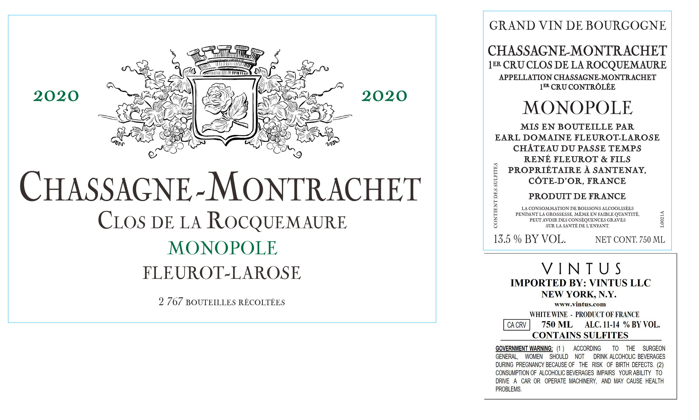 TABC label artwork for Fleurot-Larose Clos de la Rocquemaure Chassange-Montrachet