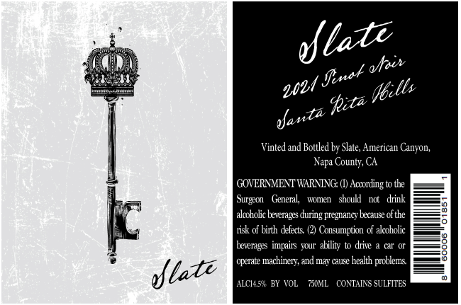 TABC label artwork for Slate Pinot Noir Sta. Rita Hills