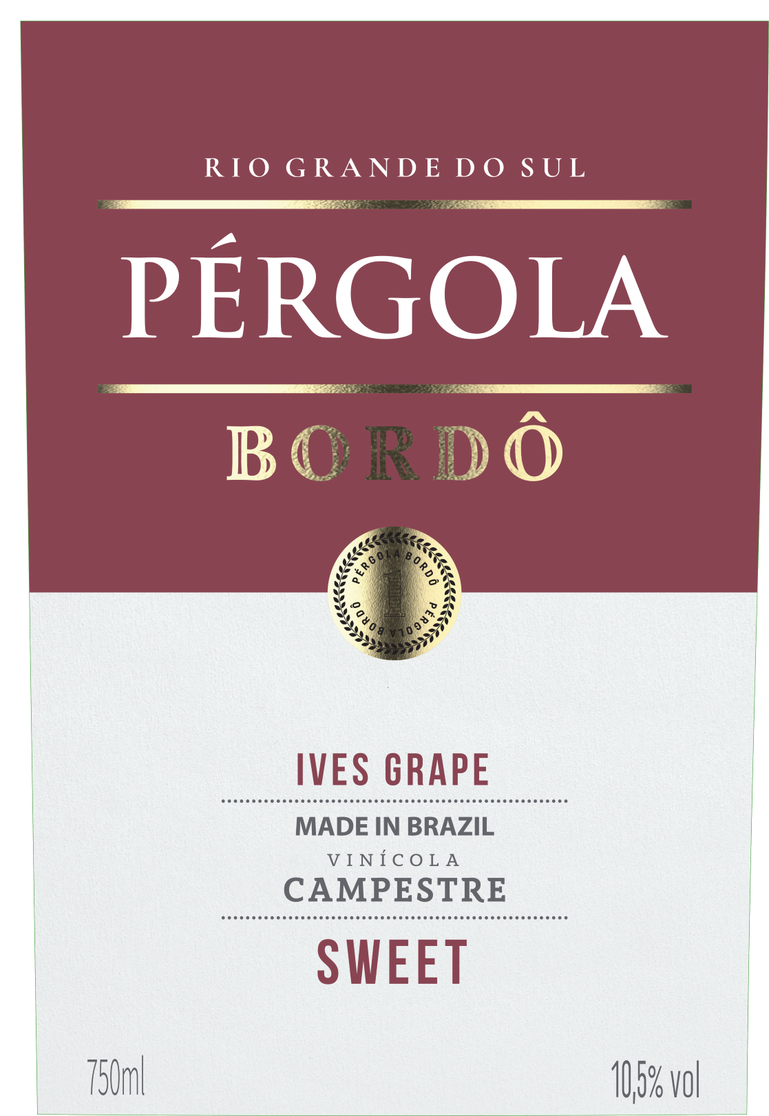 TABC label artwork for PERGOLA BORDÔ IVES SWEET RED 750 ML