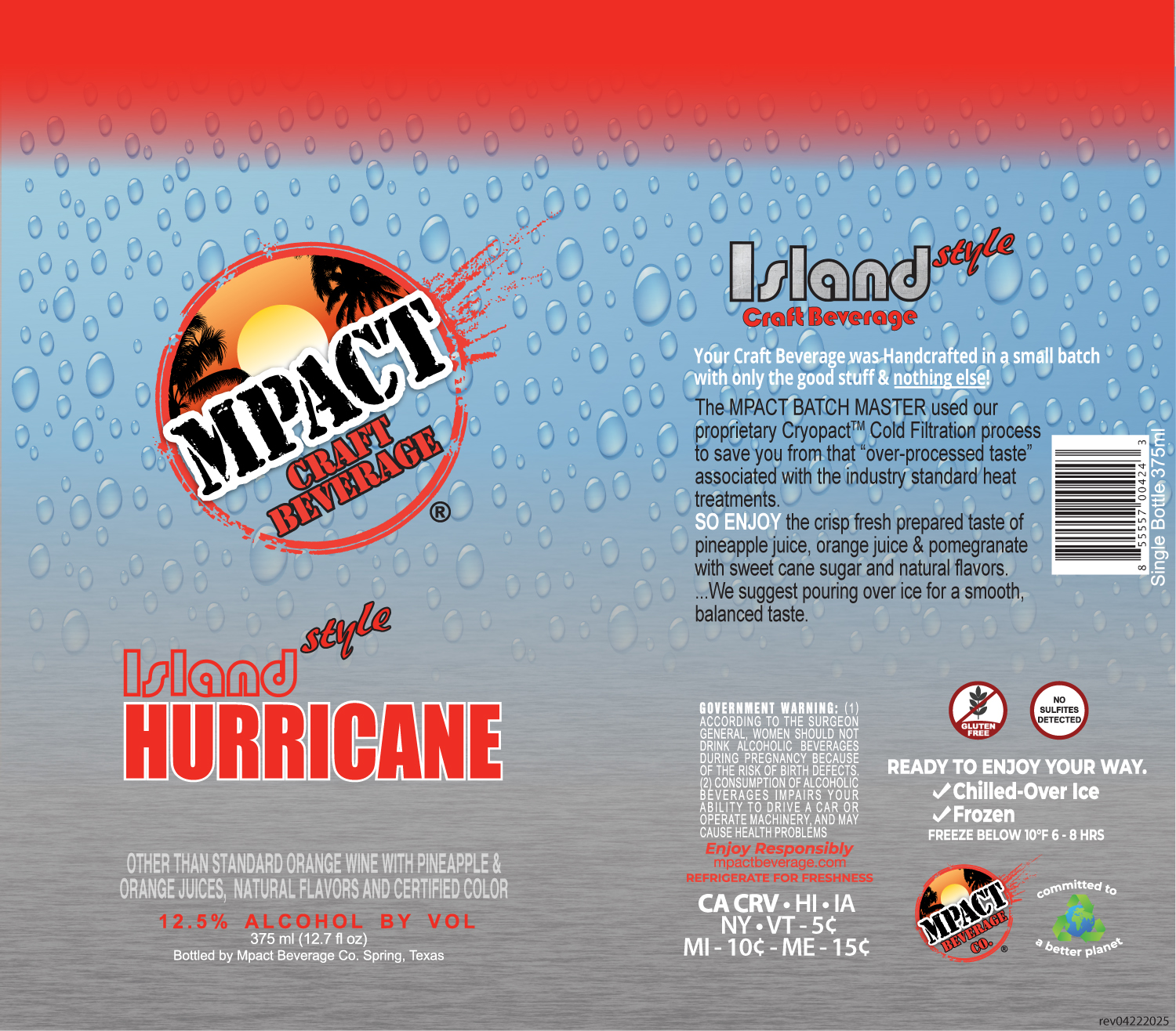 TABC label artwork for Mpact Beverage Co. Island Style Hurricane