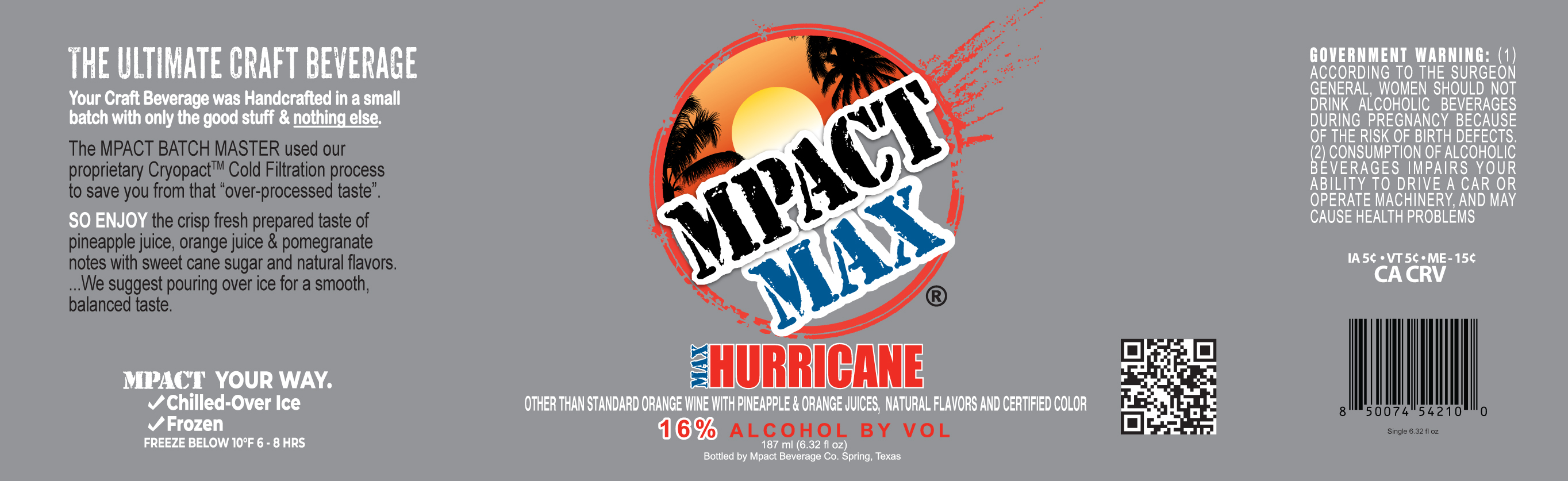 TABC label artwork for Mpact Beverage Co. Mpact MAX Hurricane