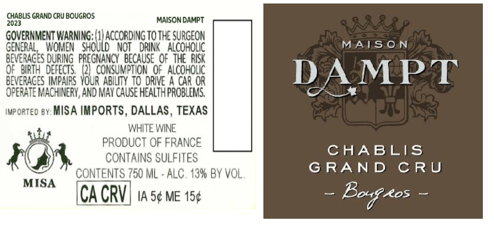TABC label artwork for MAISON DAMPT BOUGROS