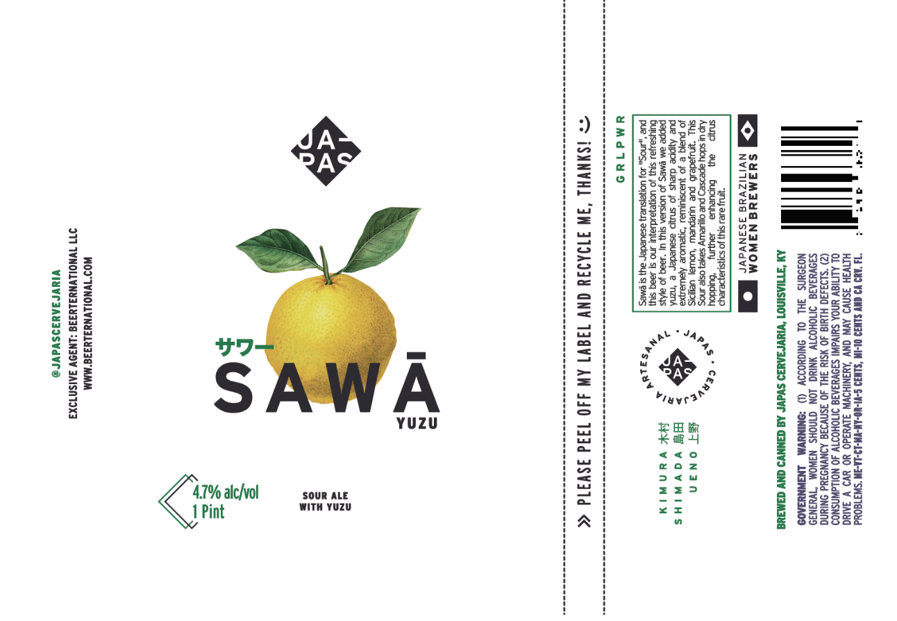 TABC label artwork for SAWA YUZU
