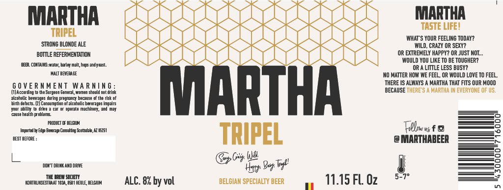 TABC label artwork for Martha Tripel