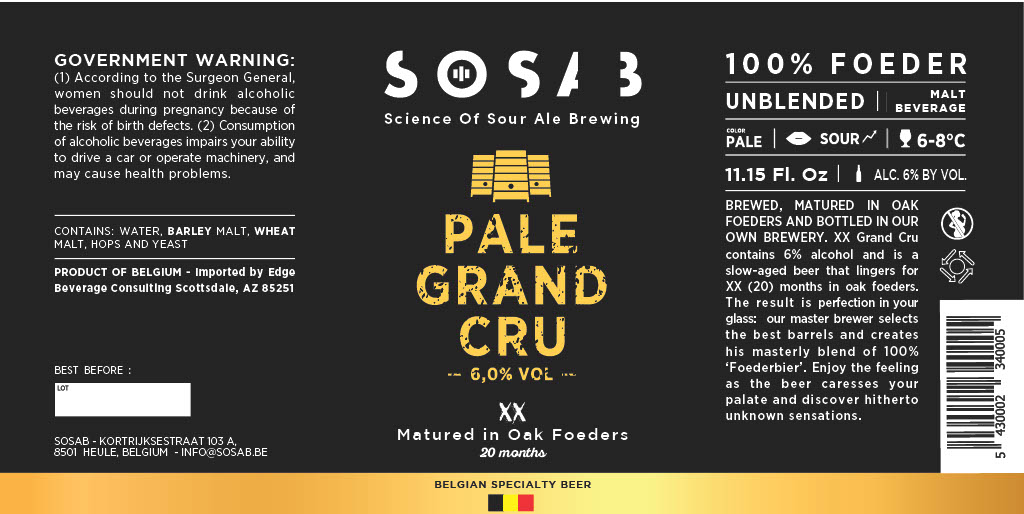 TABC label artwork for SOSAB Pale Grand Cru
