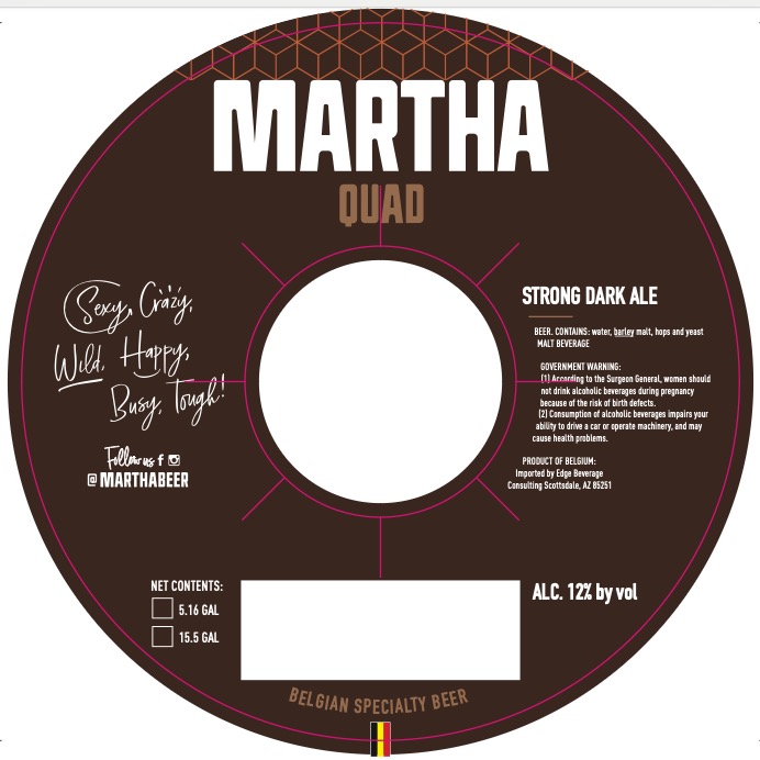TABC label artwork for Martha Quad Keg