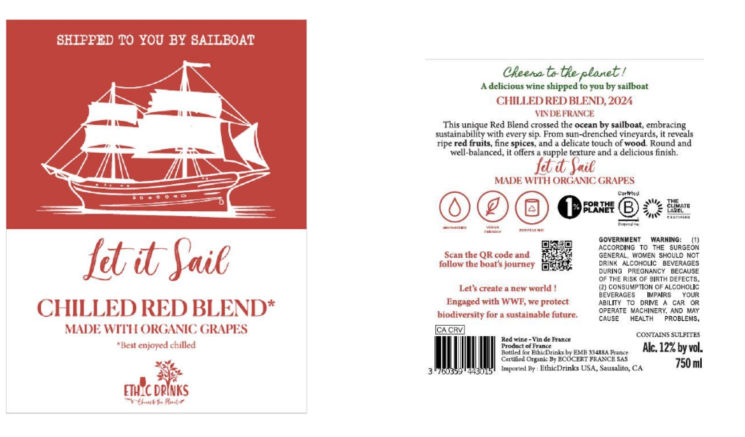 TABC label artwork for Ethic Drinks Let It Sail Chilled Red Blend Vin de France