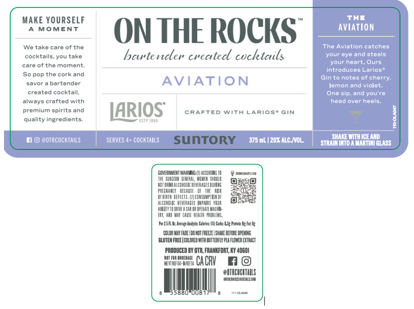 TABC label artwork for On The Rocks Aviation