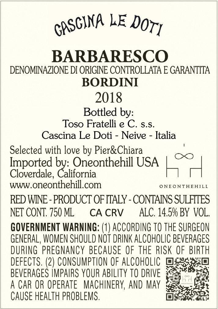 TABC label artwork for Cascina le Doti Barbaresco DOCG