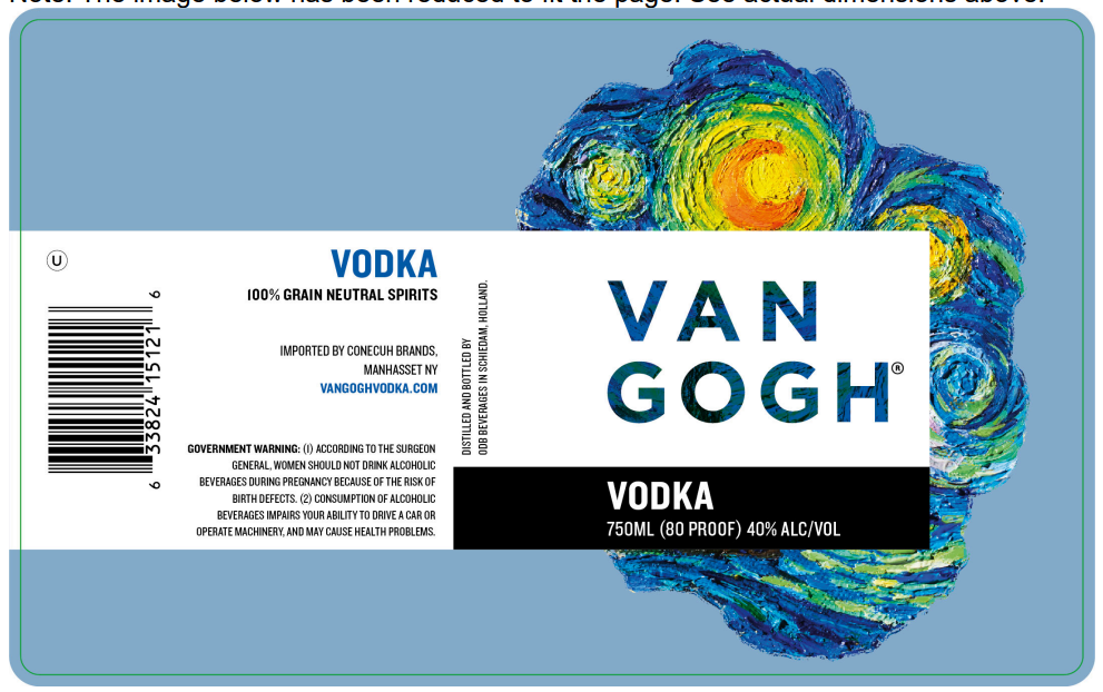TABC label artwork for Van Gogh Classic Vodka
