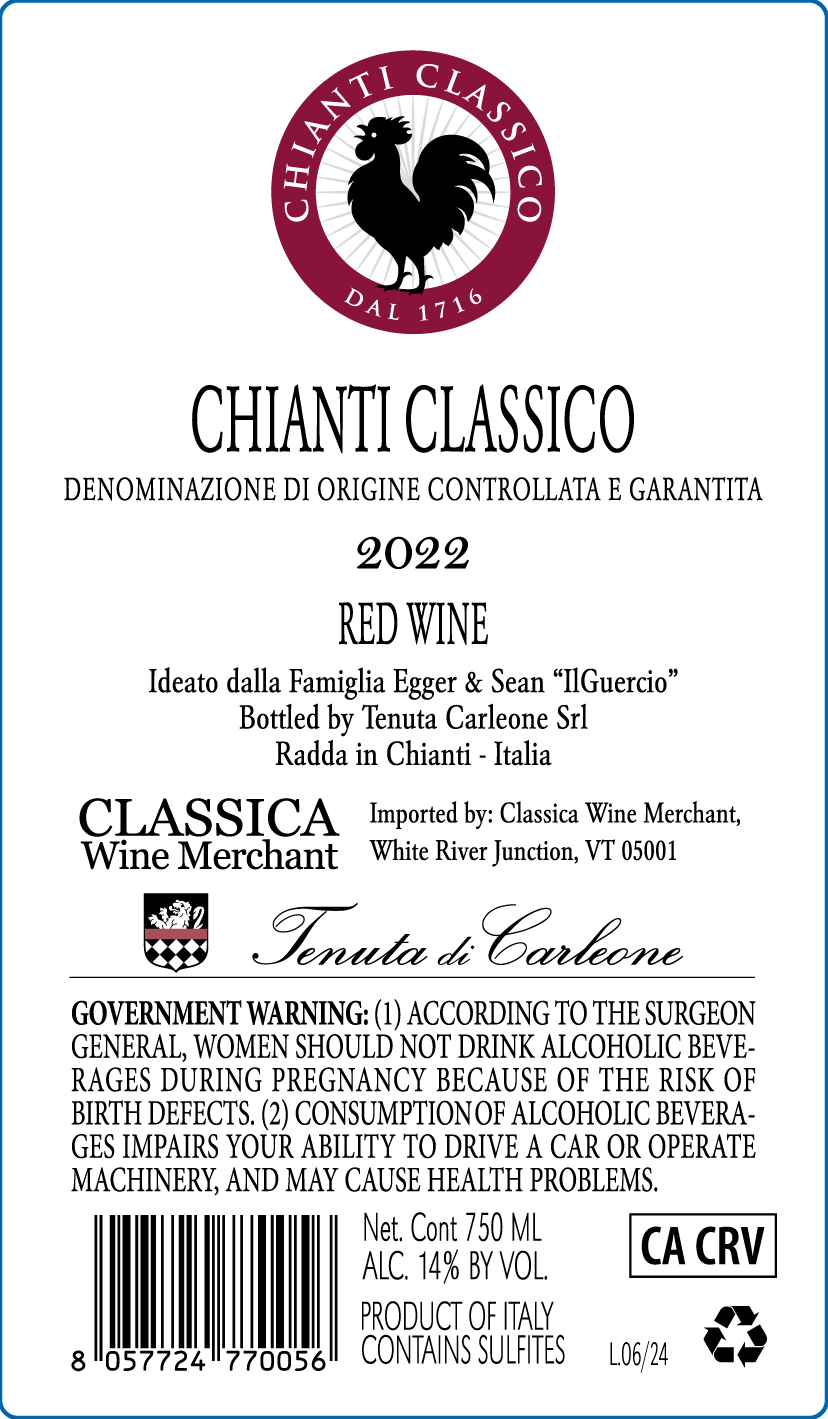 TABC label artwork for Tenuta Di Carleone Red Wine Chianti Classico DOCG