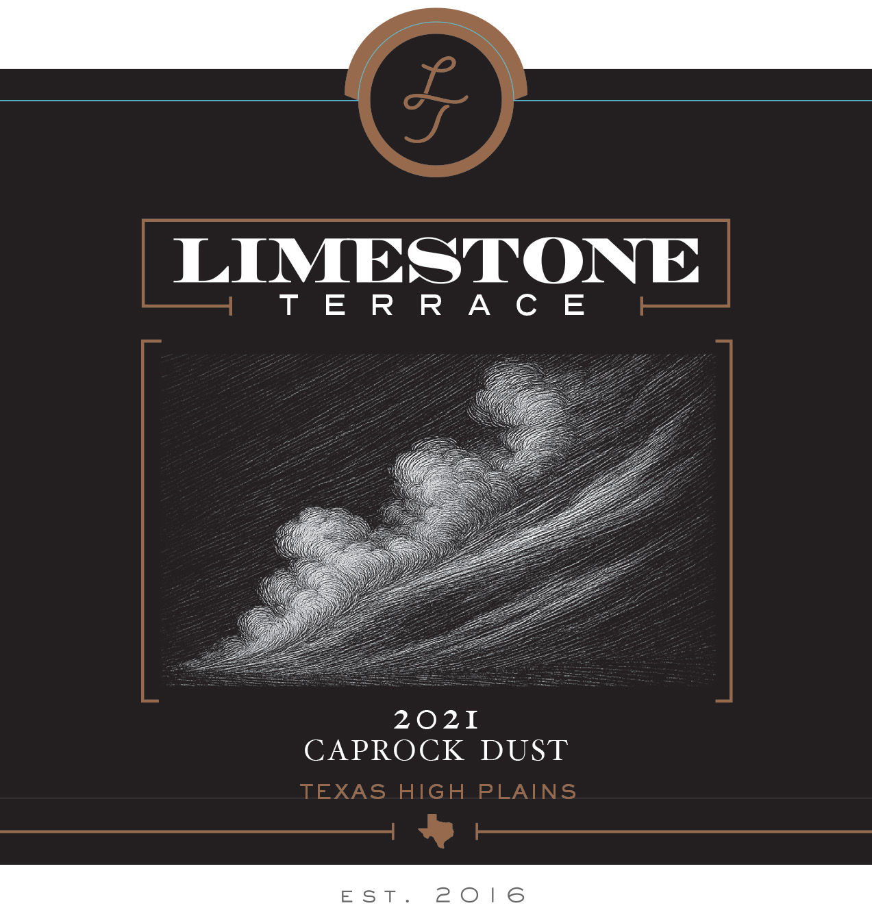 TABC label artwork for Limestone Terrace 2021 Caprock Dust