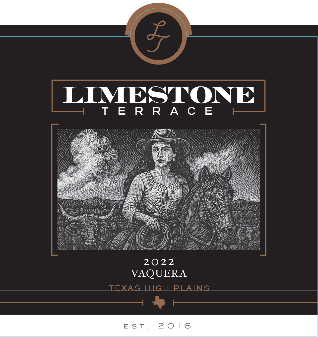 TABC label artwork for Limestone Terrace 2022 Vaquera