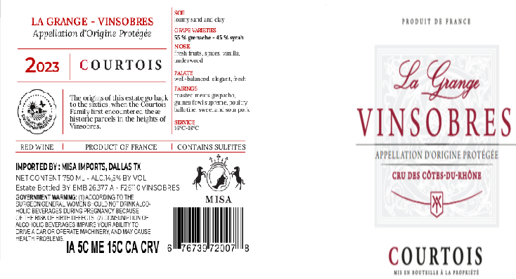 TABC label artwork for COURTOIS LA GRANGE