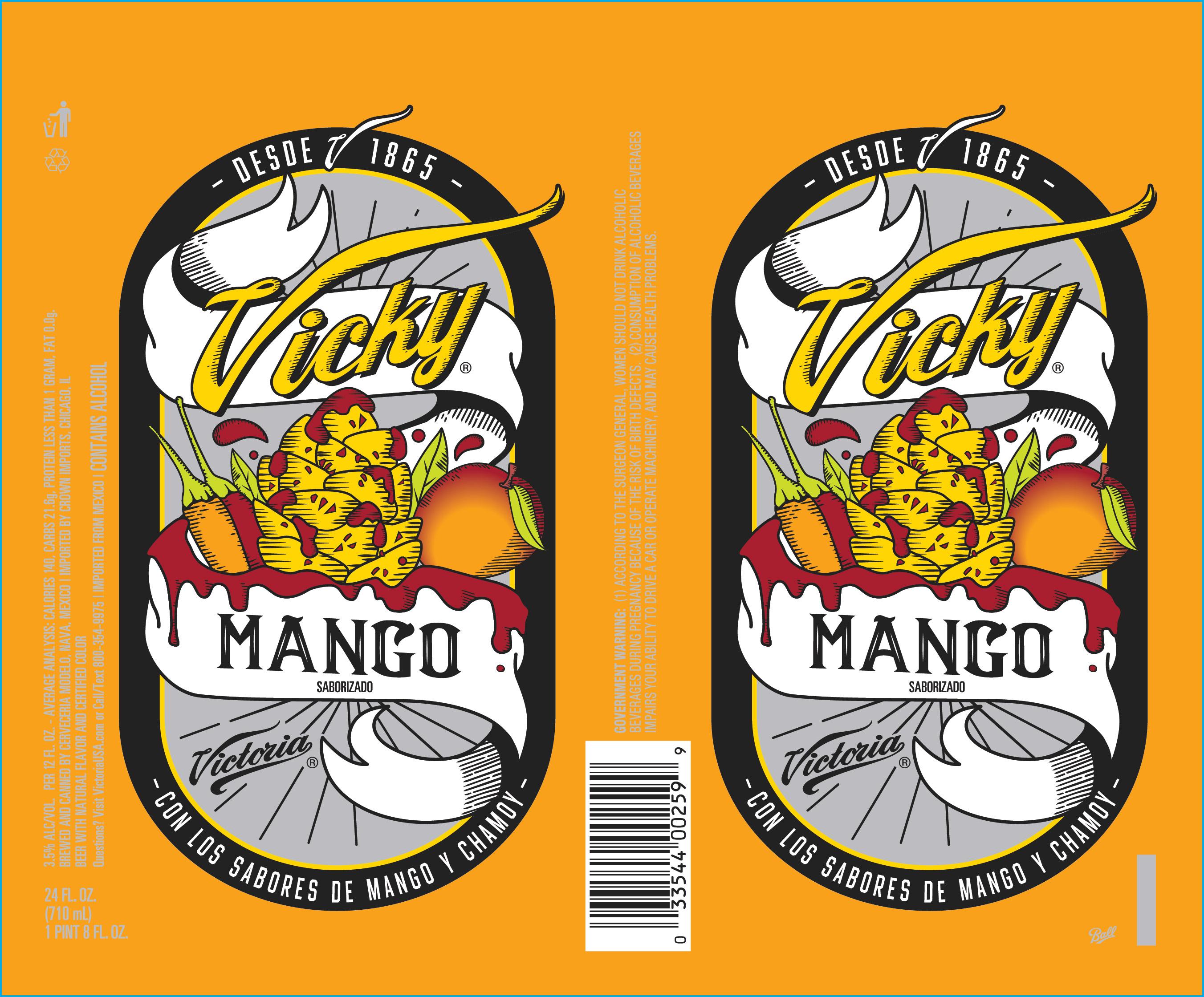 TABC label artwork for Victoria Vicky Mango