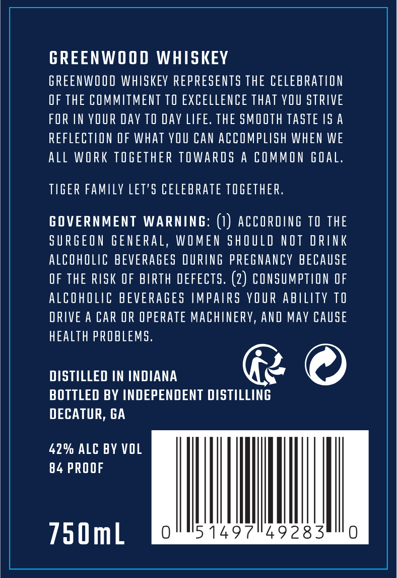TABC label artwork for Greenwood Whiskey 1400 Collective