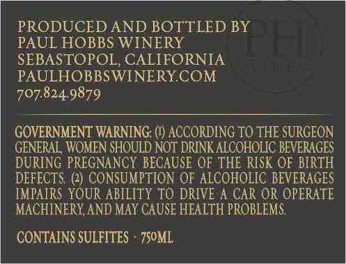 TABC label artwork for Paul Hobbs Pinot Noir Fraenkle Cheshier Vineyard Russian River Valley