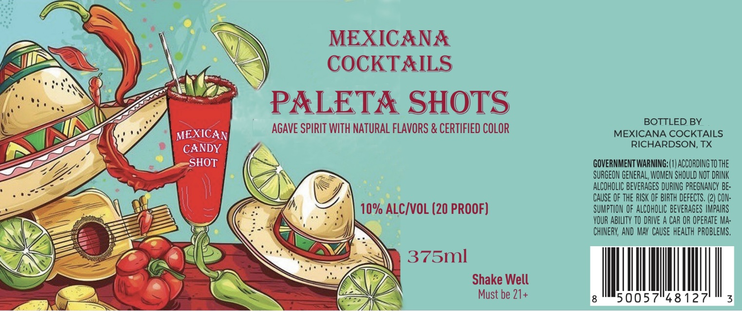 TABC label artwork for Mexicana Cocktails Paleta Shots