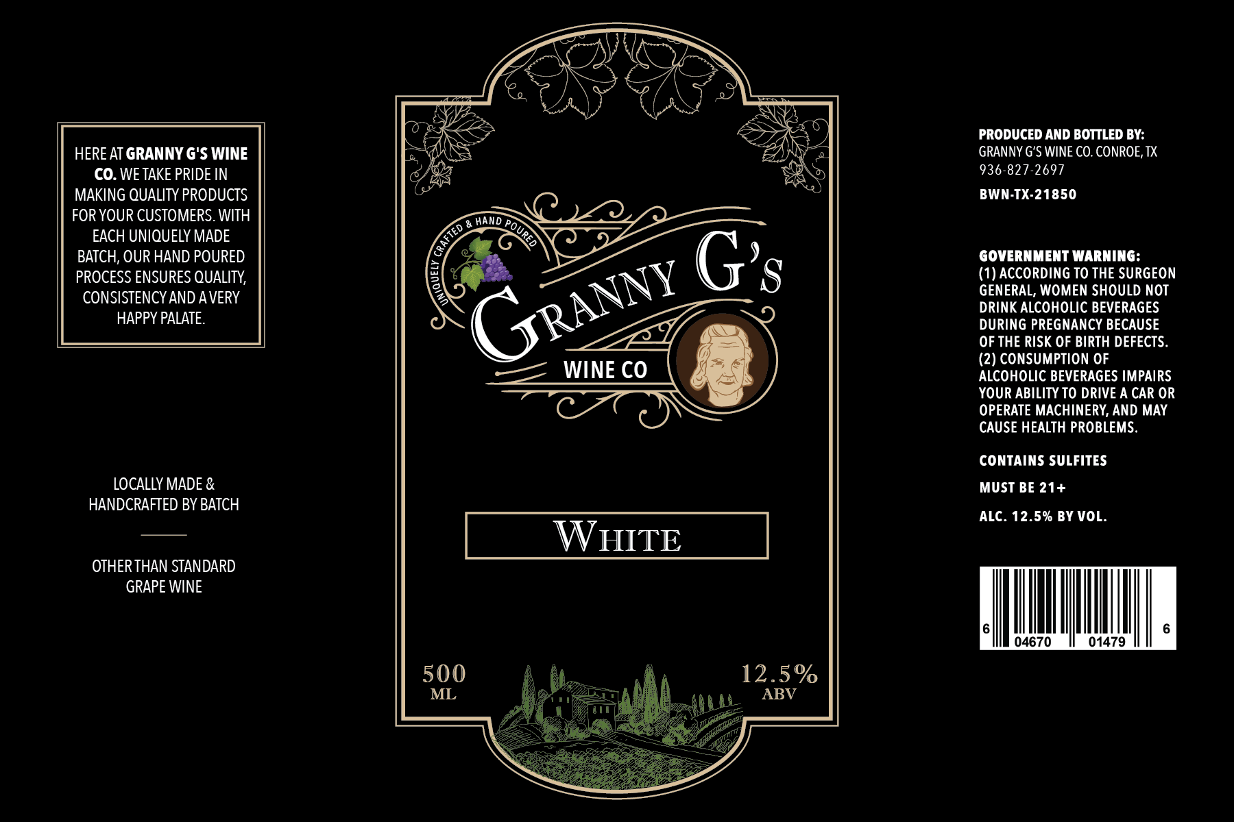 TABC label artwork for GRANNY G'S WINE CO. WHITE