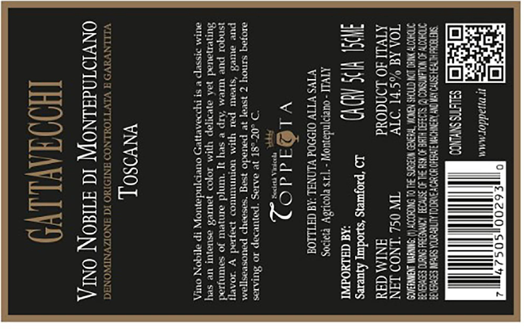 TABC label artwork for Gattavecchi Vino Nobile di Montepulciano
