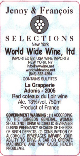 TABC label artwork for La Grapperie Adonis