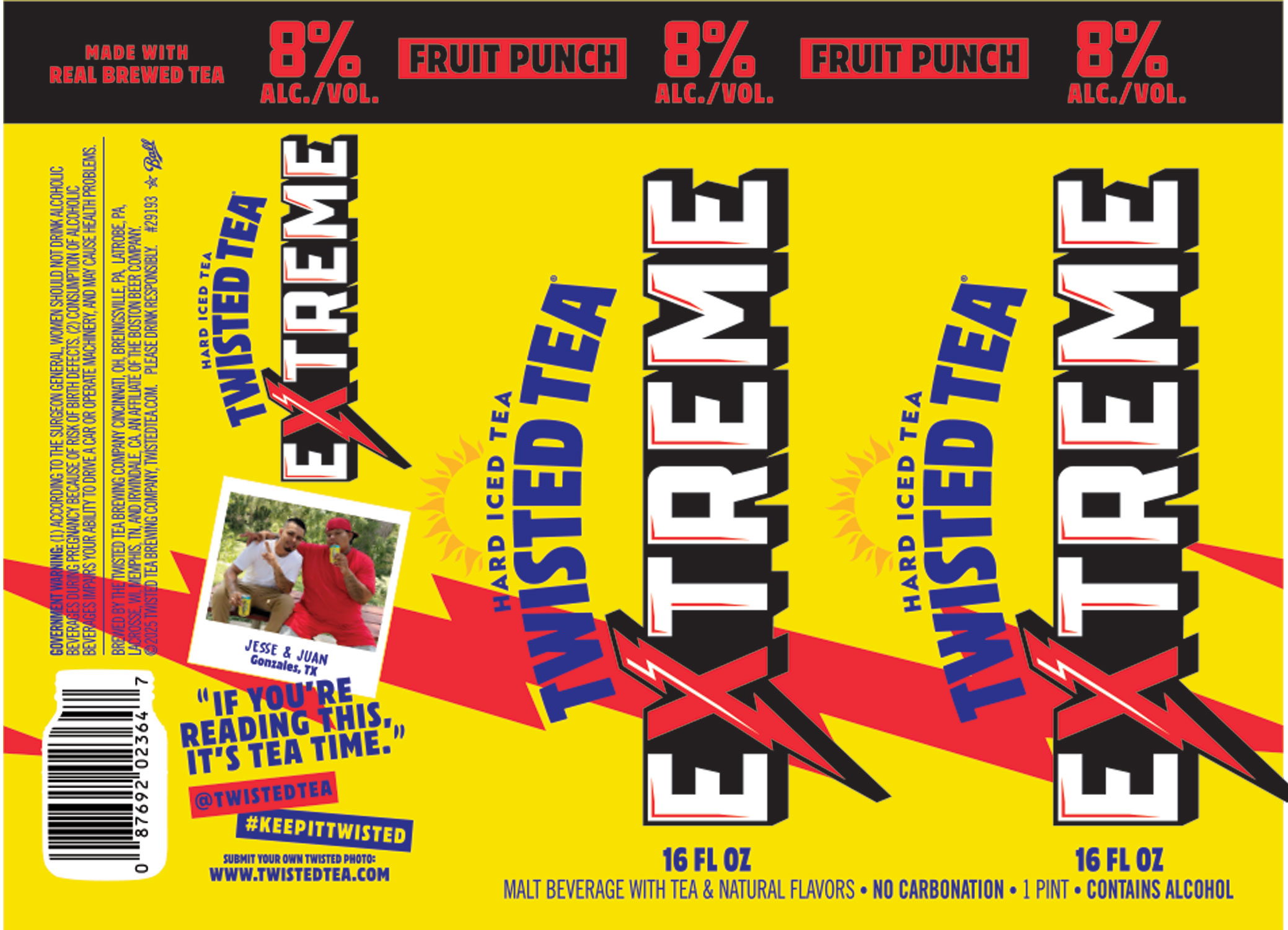 TABC label artwork for Twisted Tea Extreme Fruit Punch