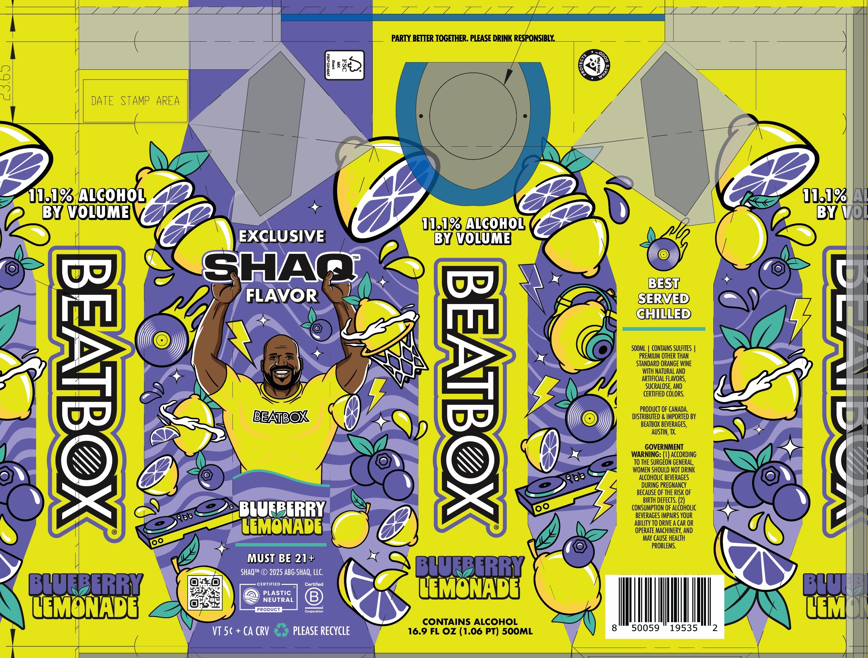 TABC label artwork for BEATBOX BEVERAGES SHAQ FLAVOR BLUEBERRY LEMONADE