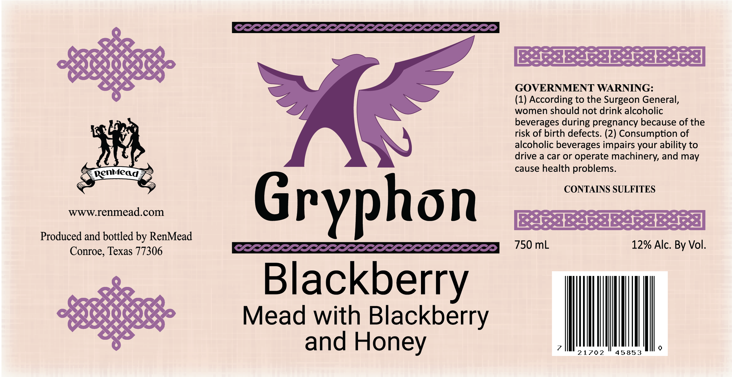 TABC label artwork for Gryphon Blackberry