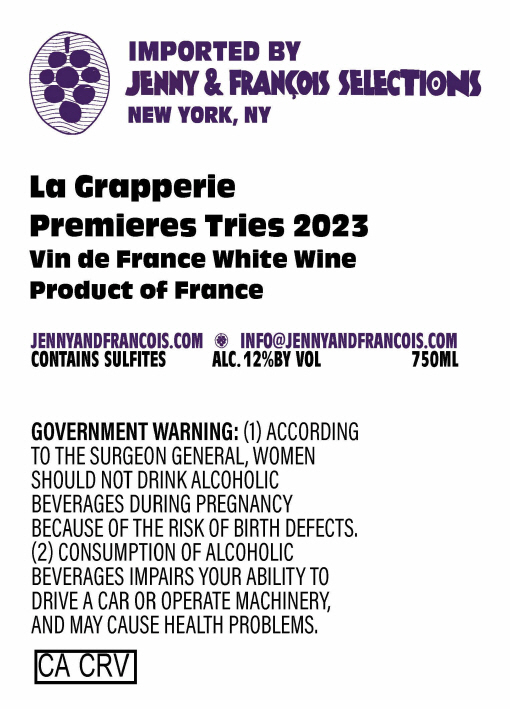 TABC label artwork for La Grapperie Premieres Tries