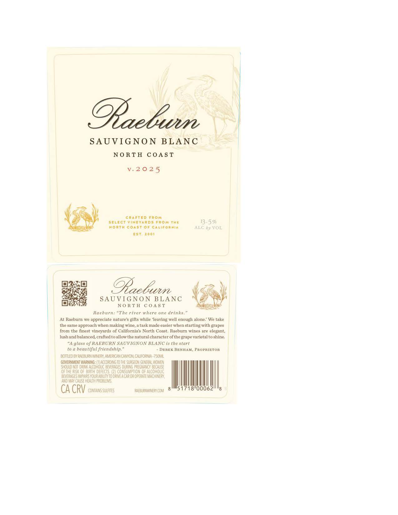 TABC label artwork for Raeburn Sauvignon Blanc North Coast