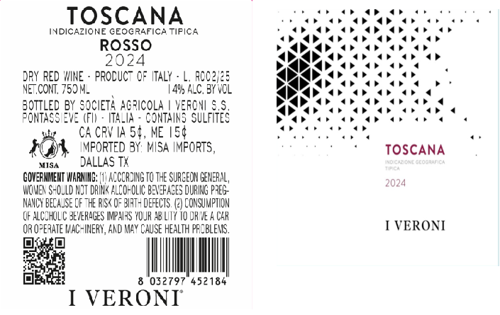 TABC label artwork for I VERONI ROSSO