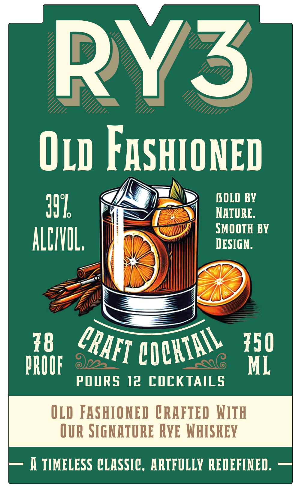 TABC label artwork for RY3 OLD FASHIONED
