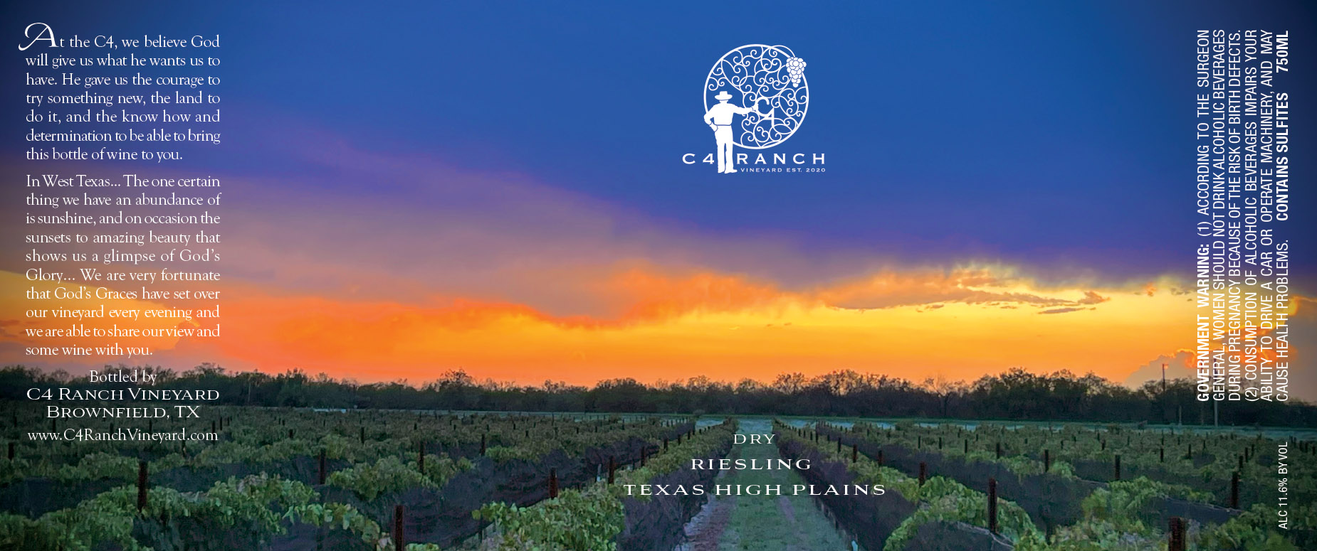 TABC label artwork for C4 RANCH VINEYARD RIESLING