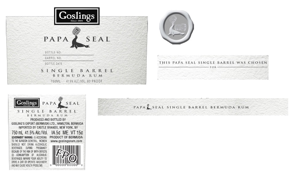 TABC label artwork for Goslings Papa Seal Single Barrel Rum