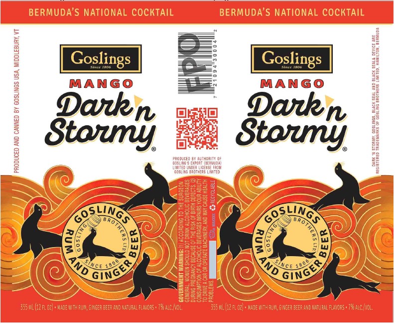 TABC label artwork for Goslings Dark 'n Stormy Mango