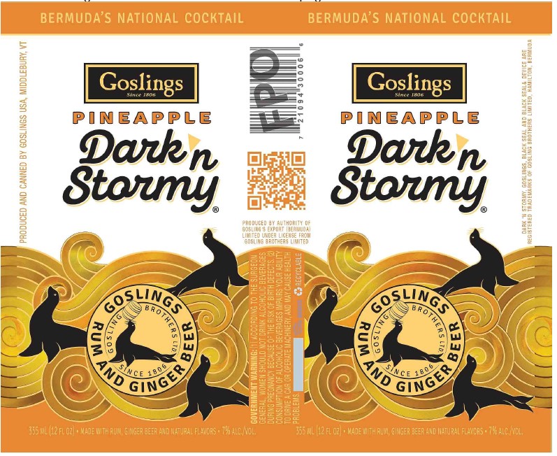 TABC label artwork for Goslings Dark 'n Stormy Pineapple