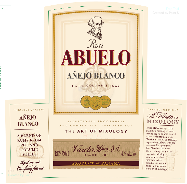 TABC label artwork for RON ABUELO ANEJO BLANCO