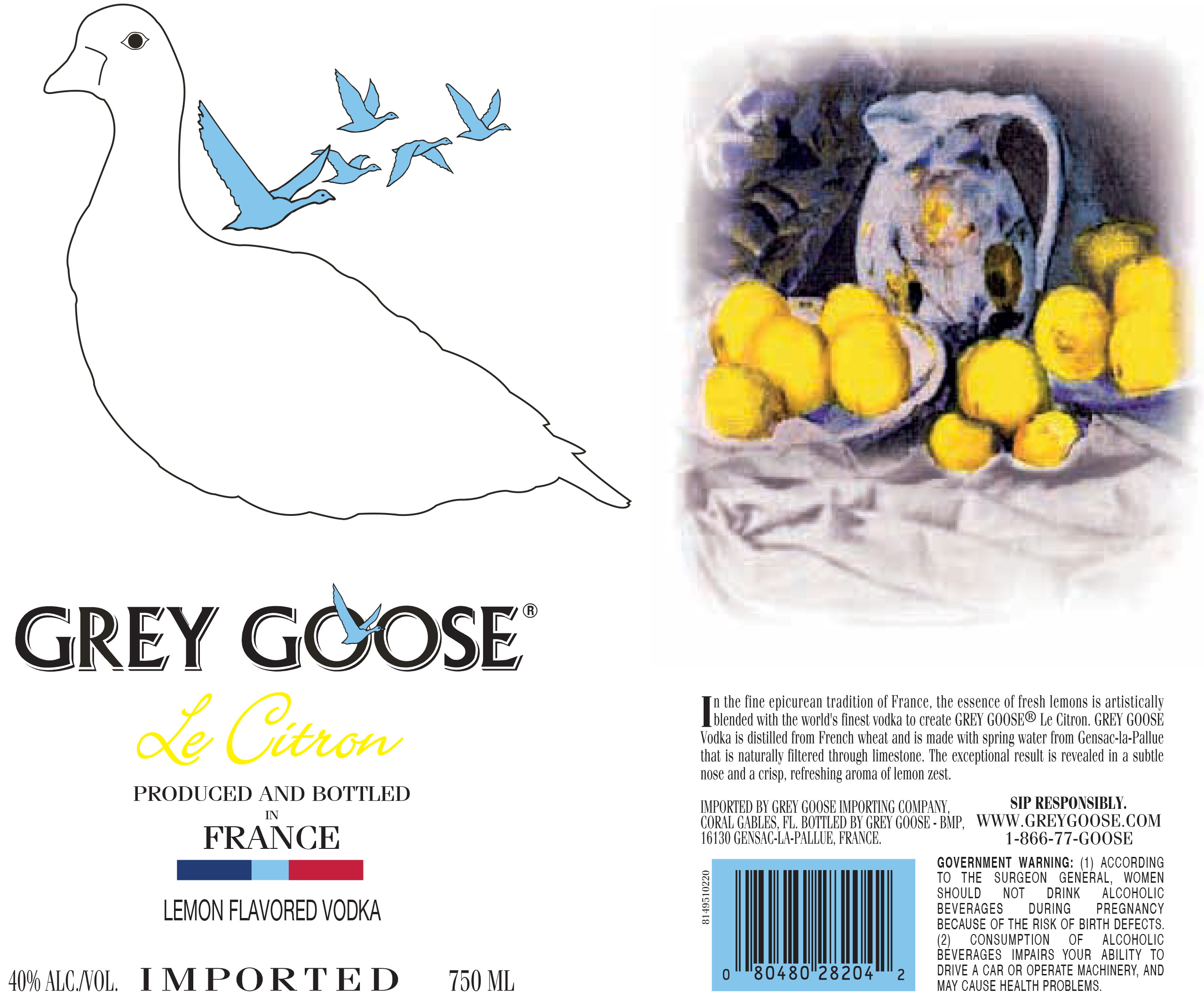 TABC label artwork for Grey Goose Le Citron Lemon Flavored Vodka