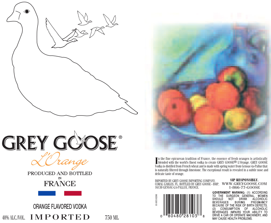 TABC label artwork for Grey Goose L'Orange Orange Flavored Vodka