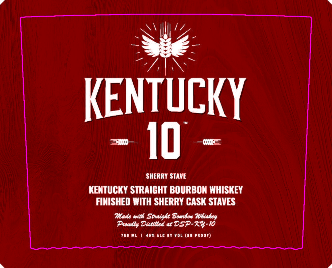 TABC label artwork for Kentucky 10 Sherry Stave Kentucky Straight Bourbon Whiskey Finished With Sherry Cask Staves