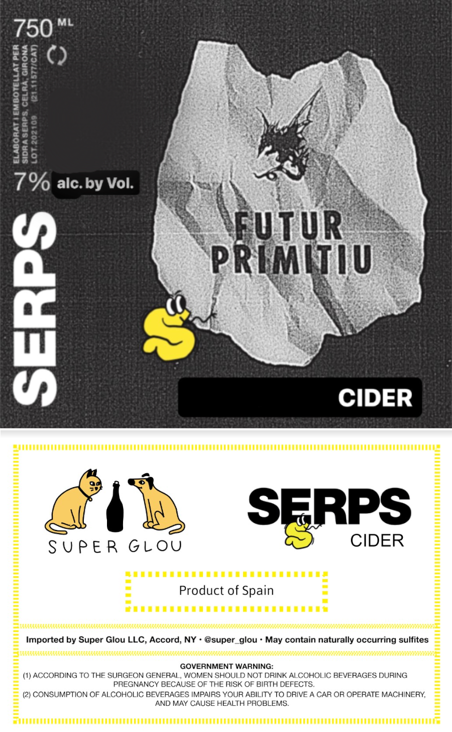 TABC label artwork for Serps Future Primitu Cider