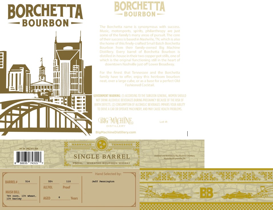 TABC label artwork for Borchetta Bourbon Single Barrel