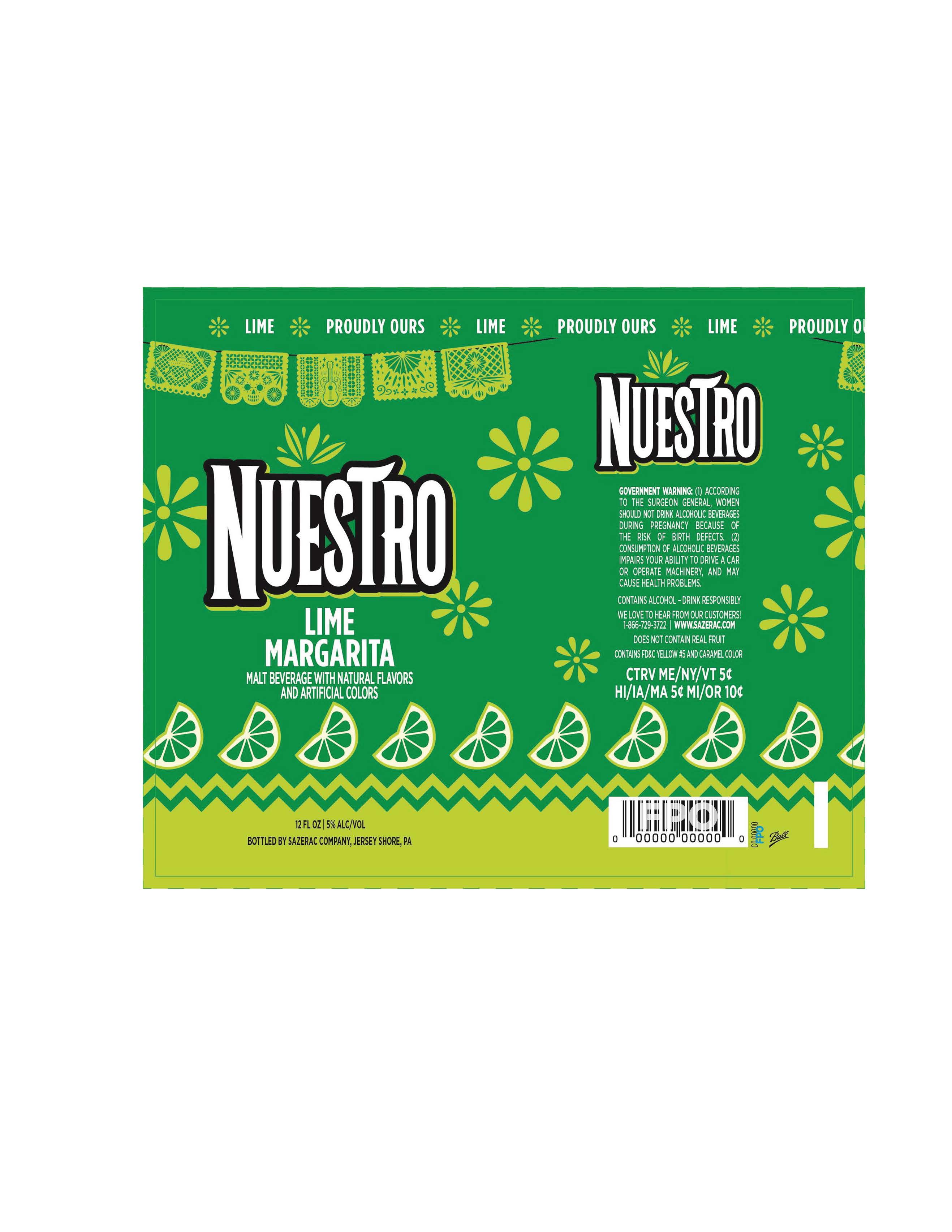 TABC label artwork for Nuestro Lime Margarita