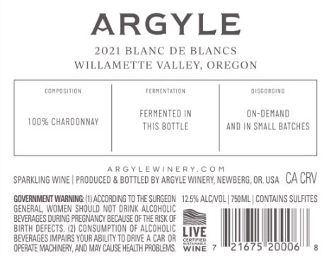 TABC label artwork for Argyle Blanc de Blancs Grower Series