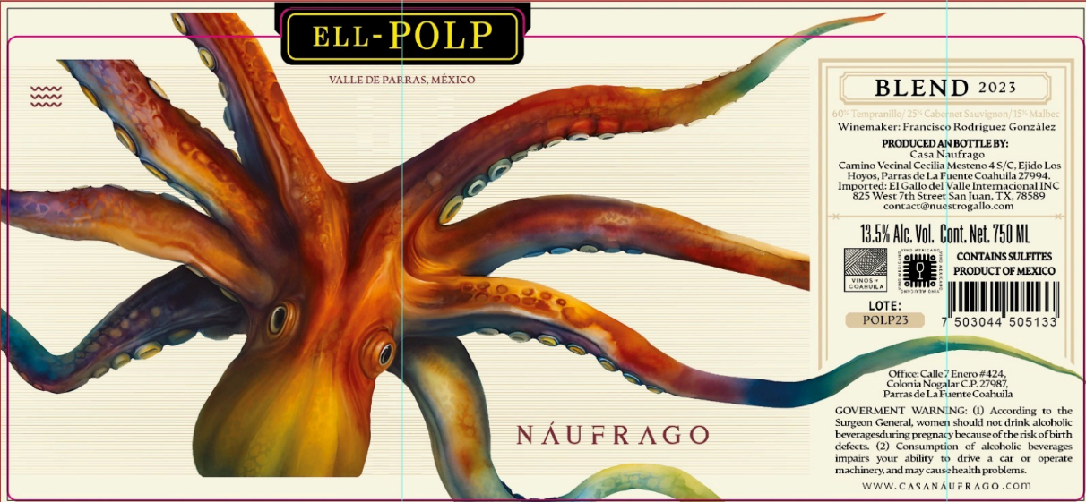 TABC label artwork for ELL-POLP NAUFRAGO BLEND