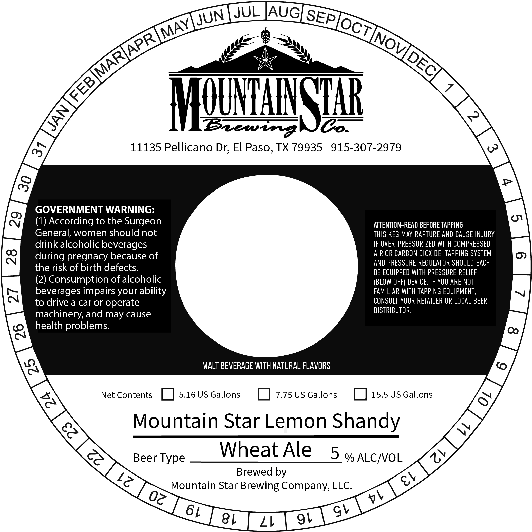 TABC label artwork for Mountain Star Lemon Shandy