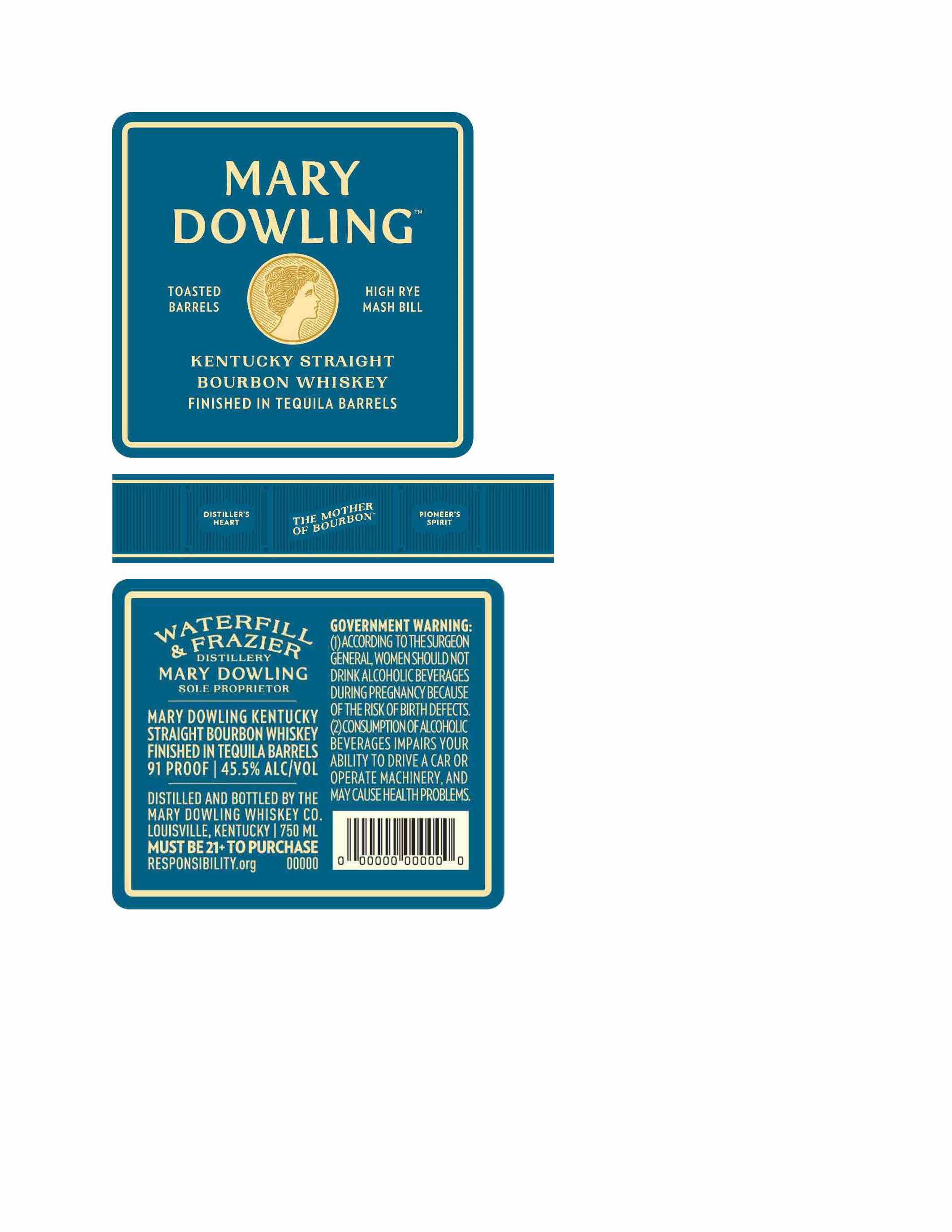 TABC label artwork for Mary Dowling Finished in Tequila Barrels