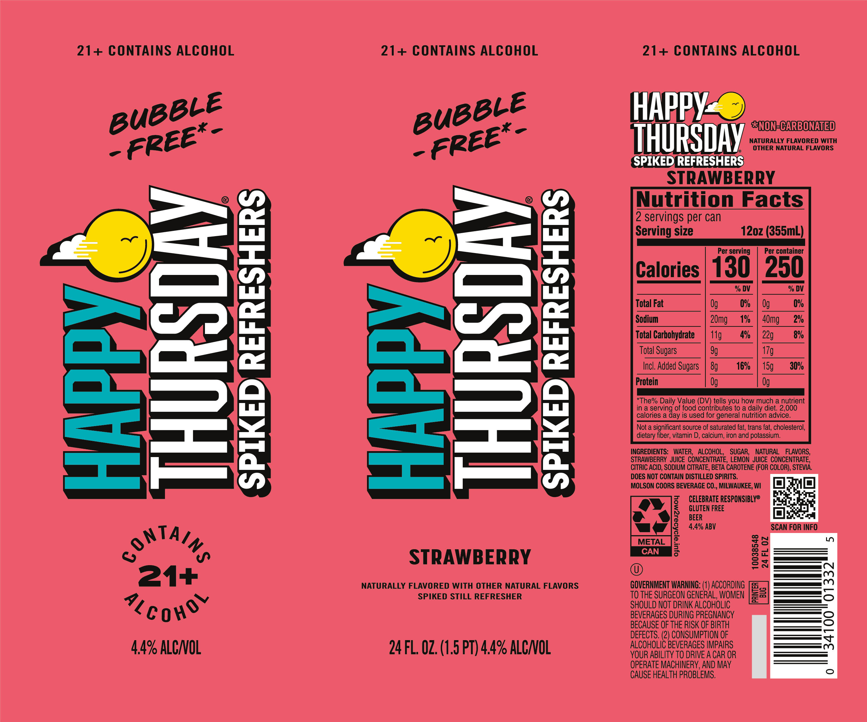 TABC label artwork for Happy Thursday Strawberry (24oz can)