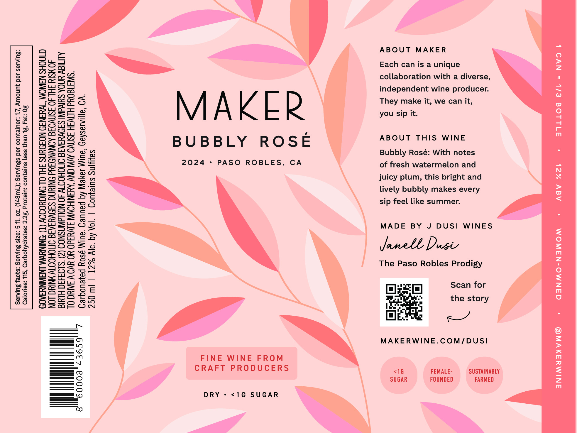 TABC label artwork for Maker Bubbly Rosé Paso Robles