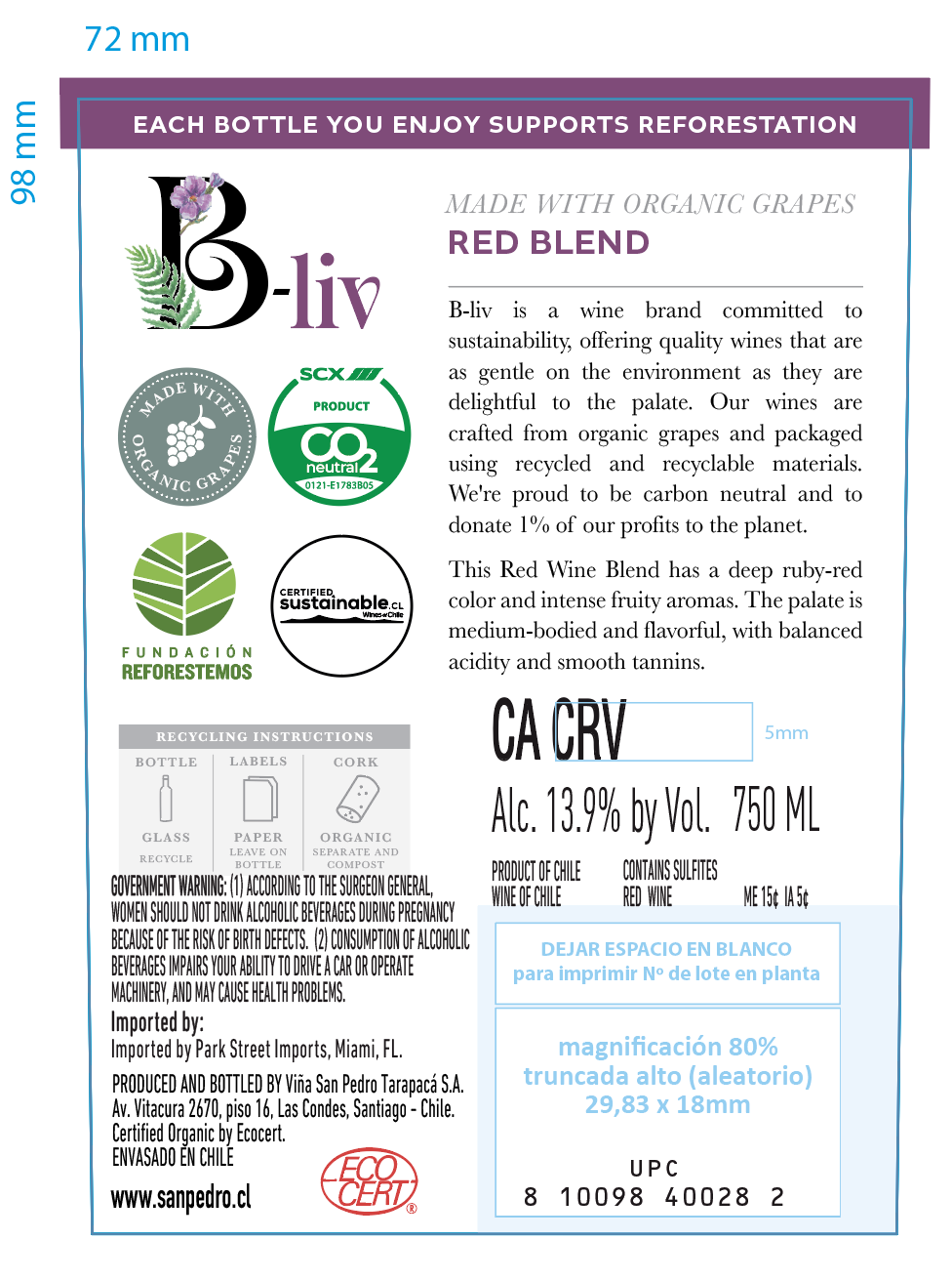 TABC label artwork for B-Liv Red Blend Reserve 2023